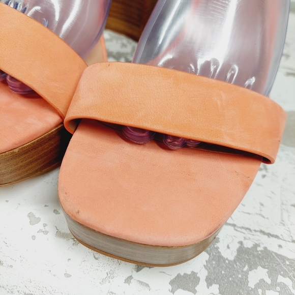 New Nordstrom Anita Leather Peach Platform Ankle Buckle Sandals X37 - Picture 5 of 14